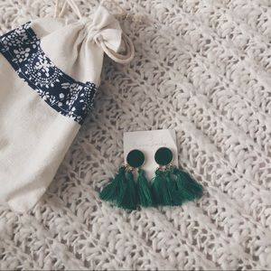 Green Tassel Earrings